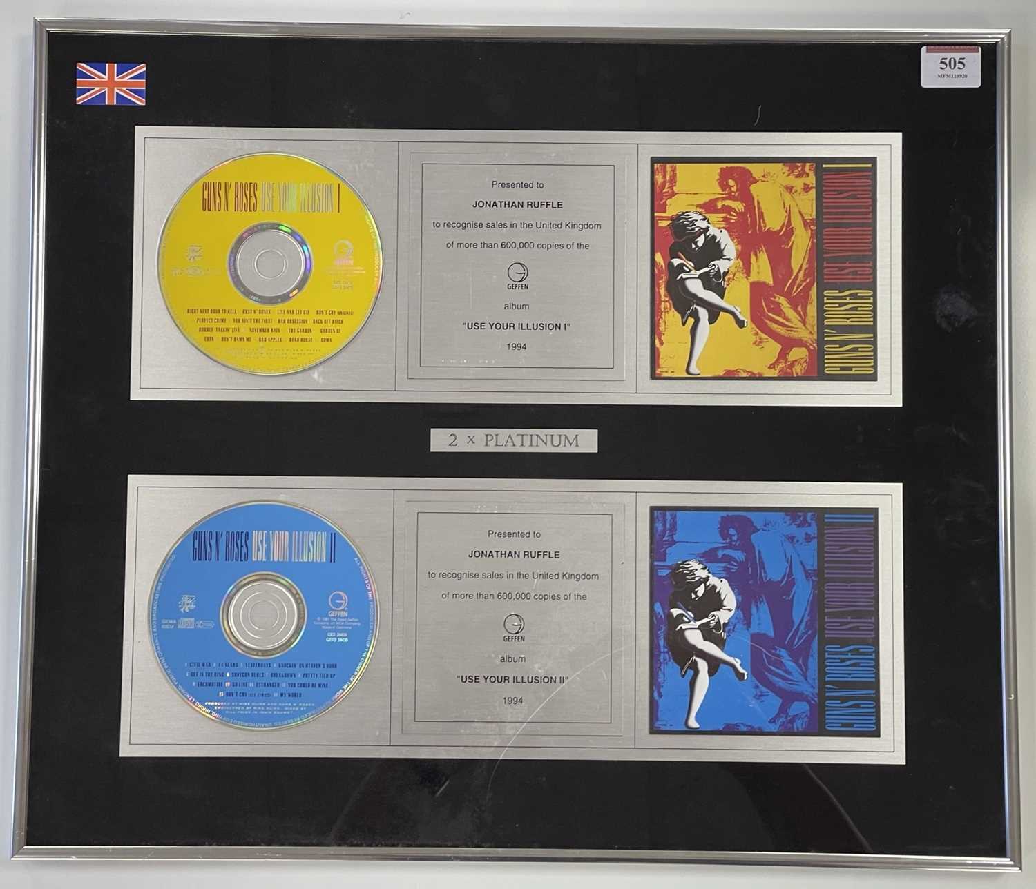 GUNS AND ROSES USE YOUR ILLUSION DOUBLE PLATINUM SALES AWARD