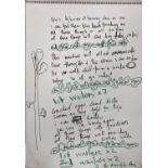 RADIOHEAD A2 SKETCHBOOK WITH WORKINGS AND LYRICS FROM THEIR REHEARSAL FOR "THE BENDS" IN JANUARY 199