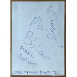 MARC BOLAN SIGNED AUTOGRAPH BOOK PAGE. Obtained on 6th November 1965 around the time of his 1st