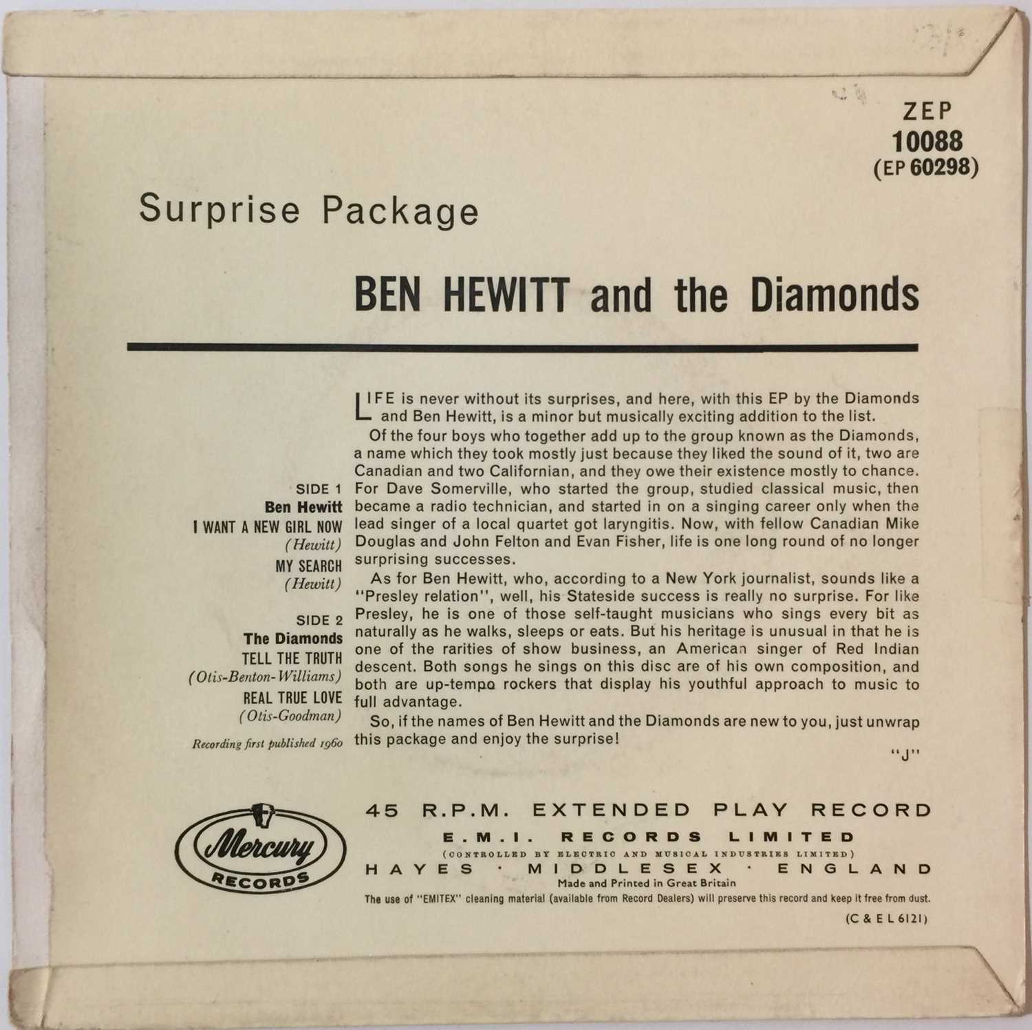 Ben Hewitt & The Diamonds - Surprise Package 7" EP (ZEP 10088) - Image 2 of 4