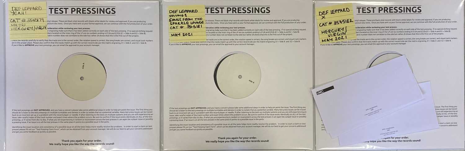 DEF LEPPARD - WHITE LABEL TEST PRESSINGS (2021 RELEASES)