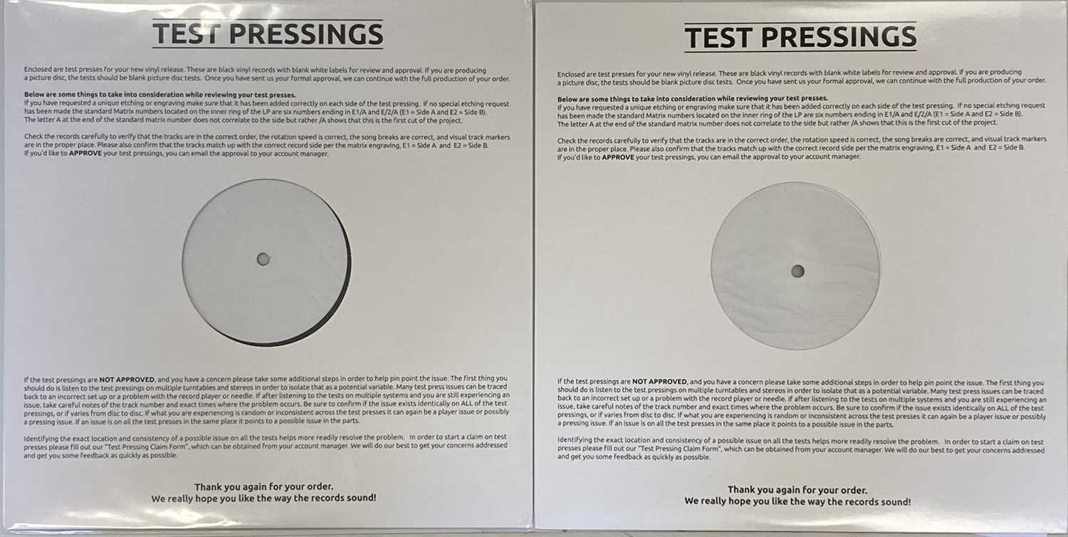 THE CURE - WHITE LABEL TEST PRESSING LPs (INCLUDING ROBERT SMITH SIGNED) - Image 3 of 3