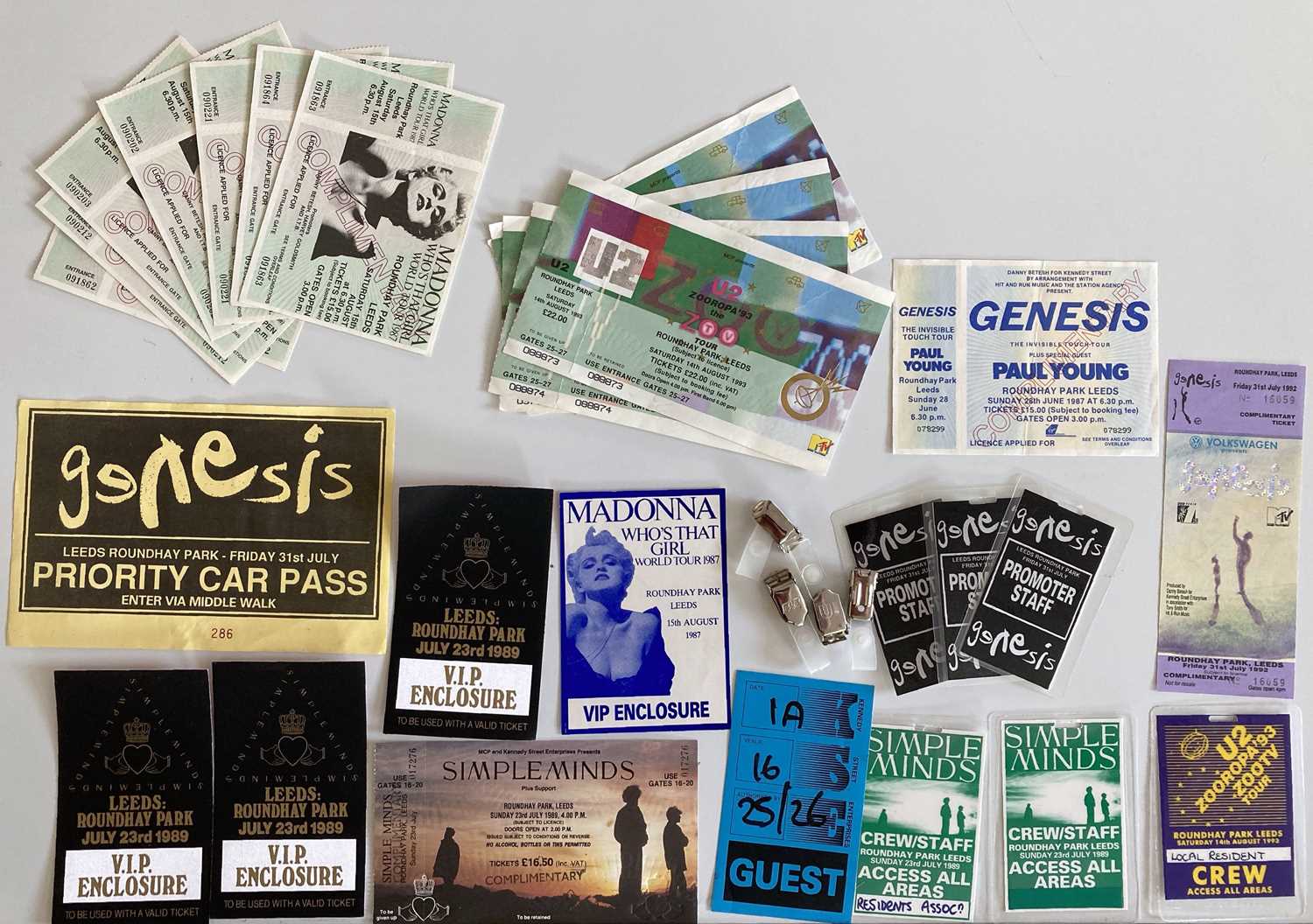 SIMPLE MINDS / GENESIS / U2 / MADONNA TICKETS AND PASSES.