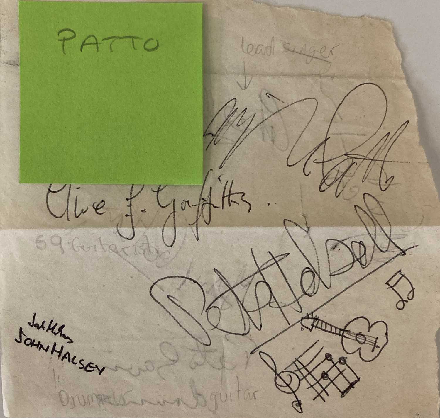 1970S AUTOGRAPHS - RAPLH MCTELL / PATTO / ENO ETC. - Image 6 of 13
