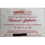 MICHAEL JACKSON THRILLER PREMIERE INVITE.