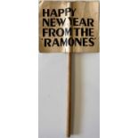 THE RAMONES - HAPPY NEW YEAR ORIGINAL 1977 MINI SIGN.