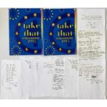 TAKE THAT - ORIGINAL HANDWRITTEN LETTERS FROM THE BAND.