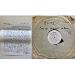 LIONEL BART HANDWRITTEN LETTER AND TEST PRESSING RECORDING.