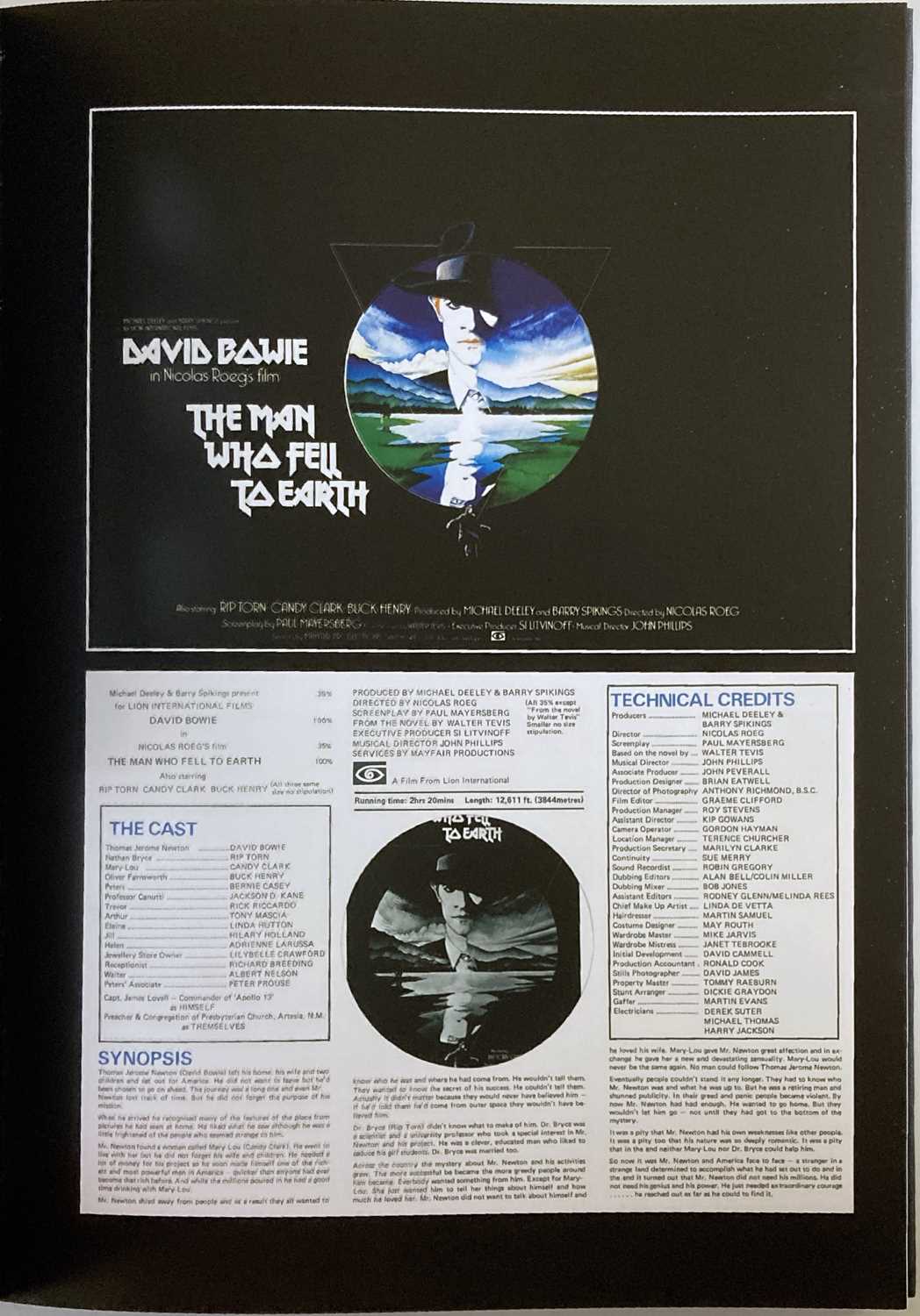 DAVID BOWIE - THE MAN WHO FELL TO EARTH STUDIO CANAL LTD EDITION BOOK. - Image 6 of 6