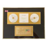 NEW ORDER THE SINGLES BRIT CERTIFIED BPI GOLD DISC AWARD