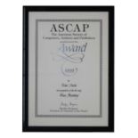 NEW ORDER ASCAP FRAMED CERTIFICATE/AWARD