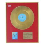 NEW ORDER WORLD IN MOTION UK GOLD DISC AWARD