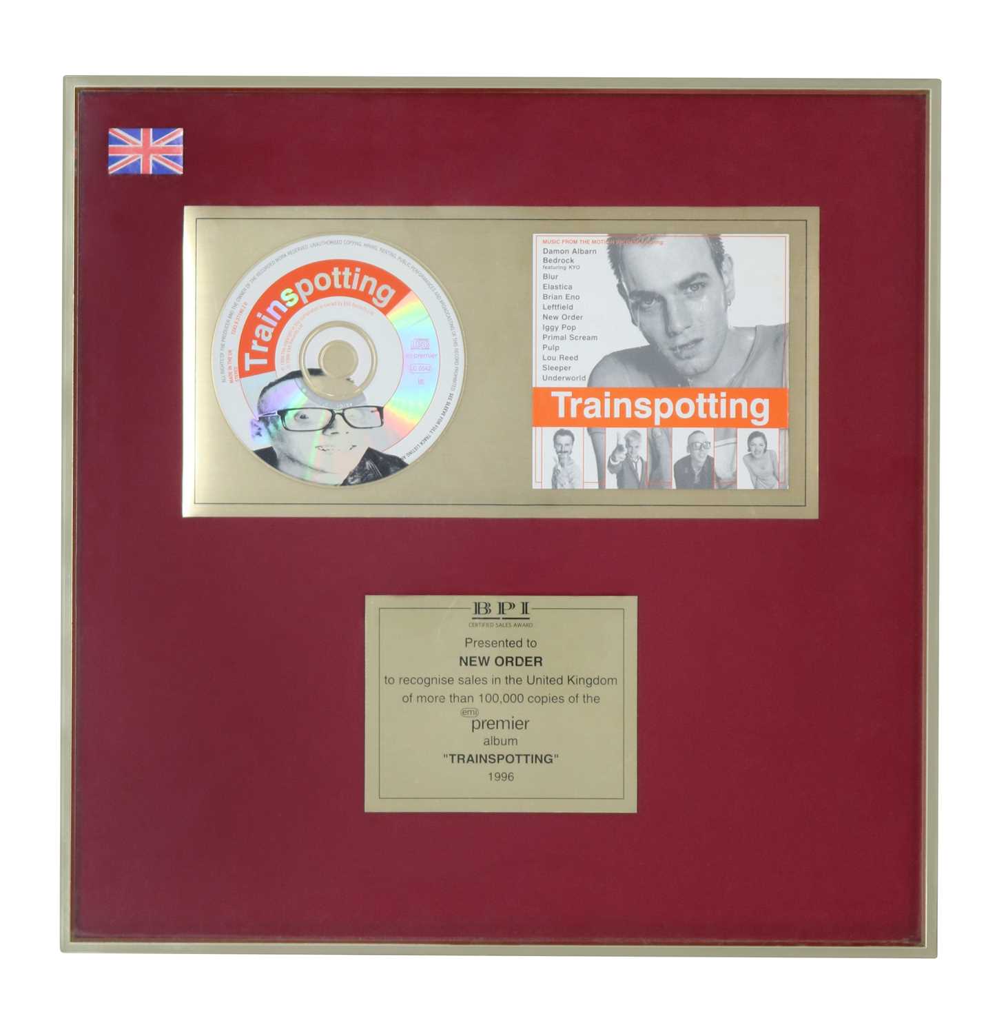 NEW ORDER TRAINSPOTTING BPI AWARD DISC