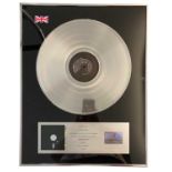 NEW ORDER BLUE MONDAY BRIT CERTIFIED BPI PLATINUM DISC AWARD