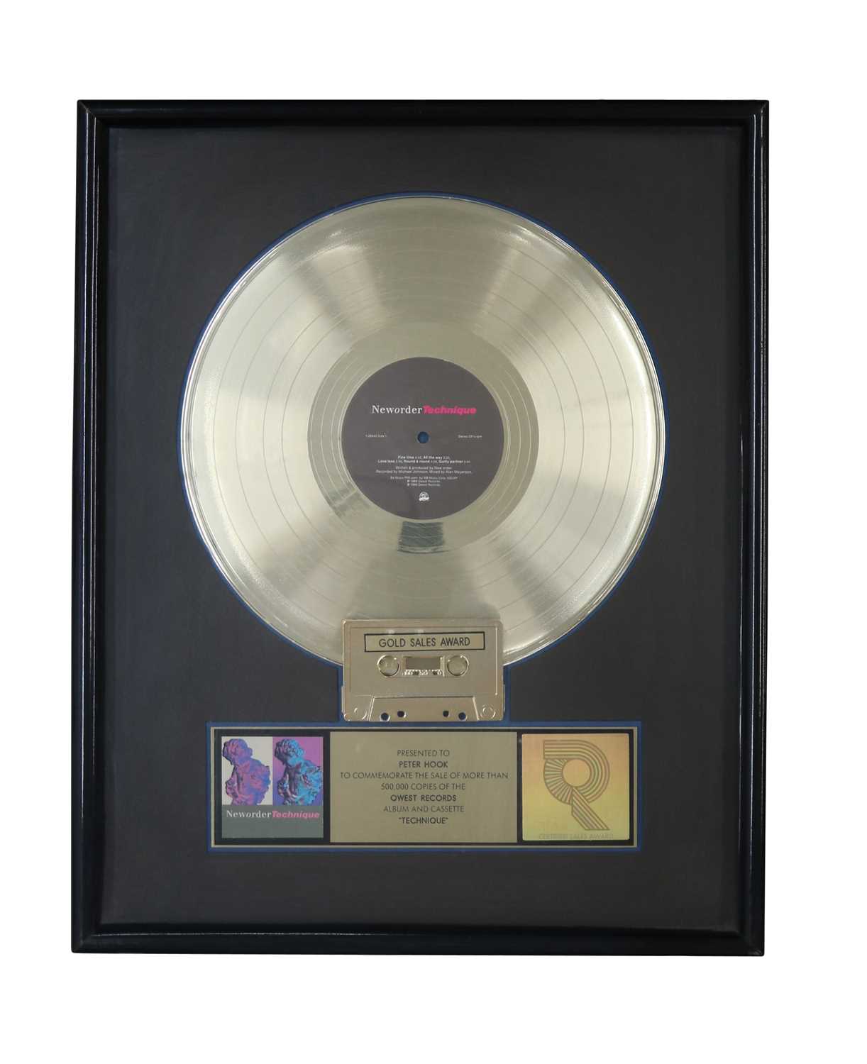 NEW ORDER RIAA GOLD AWARD FOR TECHNIQUE