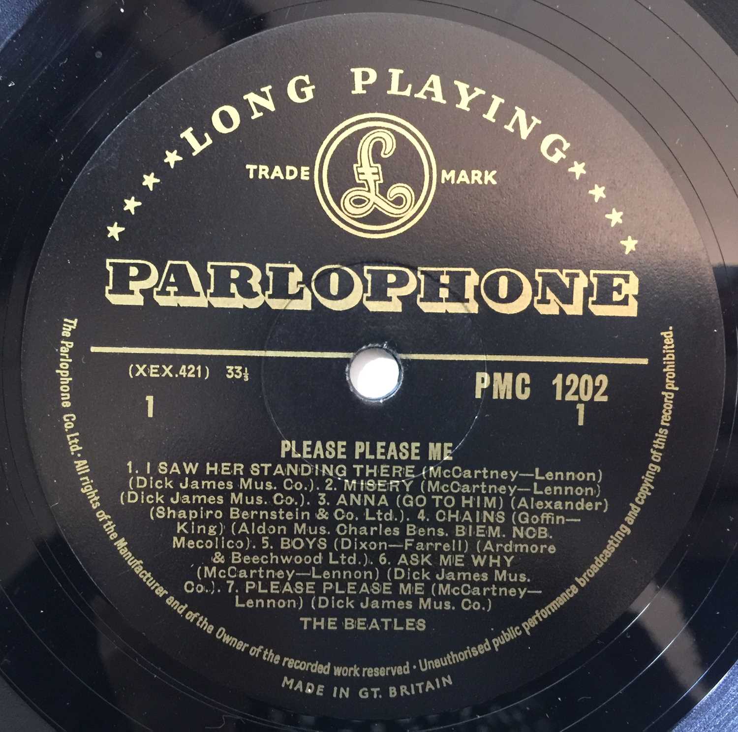 THE BEATLES - PLEASE PLEASE ME (MONO 'BLACK AND GOLD' ORIGINAL PMC 1202 - SOLID EXAMPLE) - Image 4 of 5