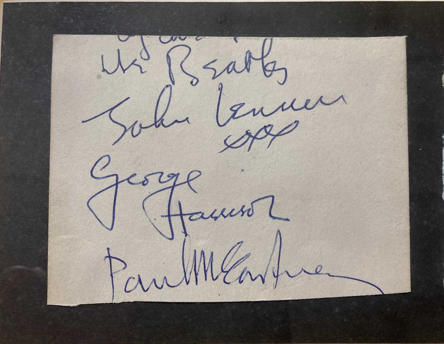 BEATLES AUTOGRAPHS IN FRAMED DISPLAY. - Image 2 of 3