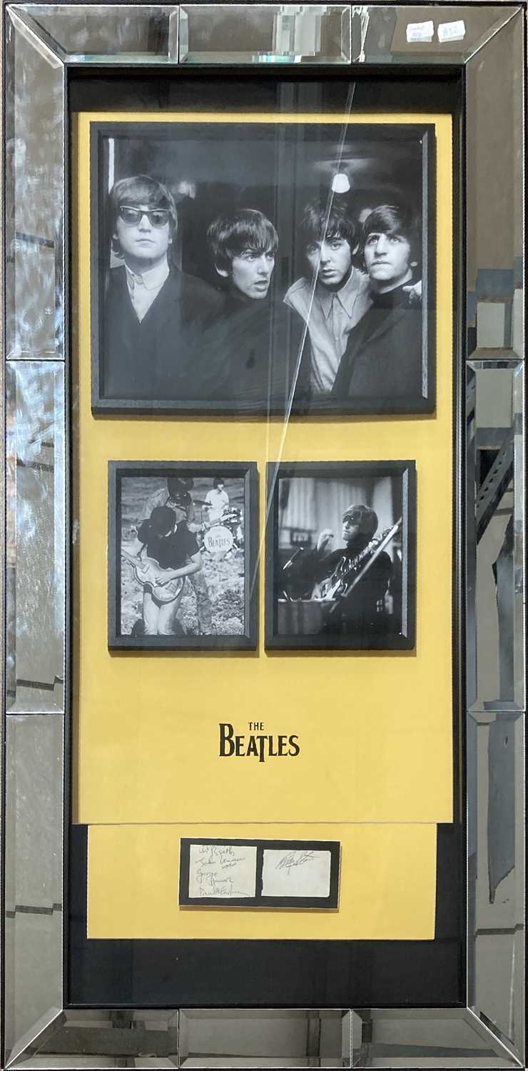 BEATLES AUTOGRAPHS IN FRAMED DISPLAY.