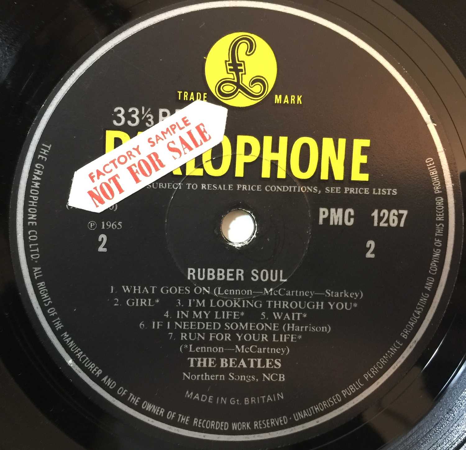 THE BEATLES - RUBBER SOUL/SHE LOVES YOU (ORIGINAL FACTORY SAMPLE STICKERED COPIES) - Image 3 of 6