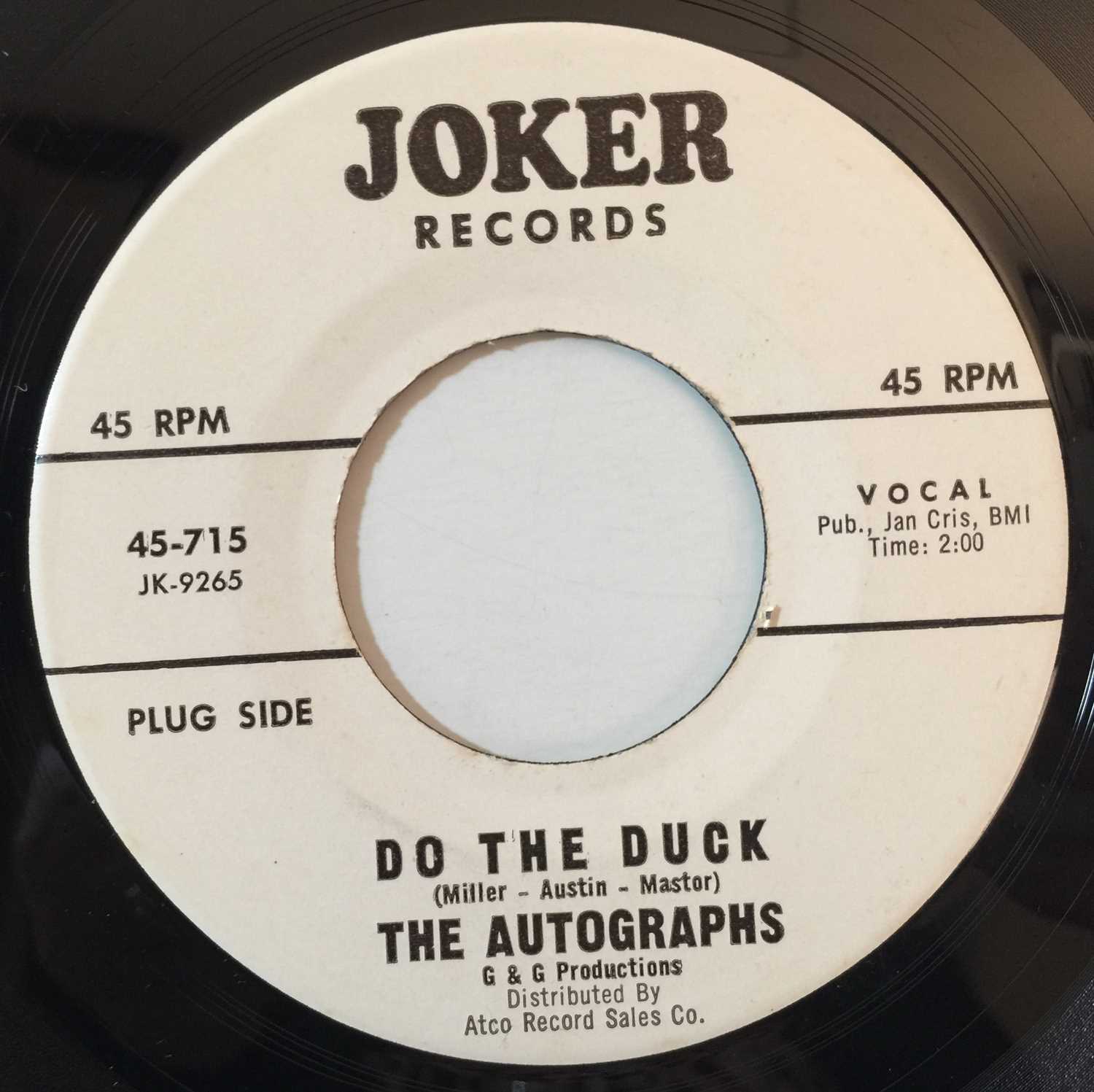 THE AUTOGRAPHS - DO THE DUCK 7" (ORIGINAL US PROMO - JOKER RECORDS 715) - Image 2 of 3
