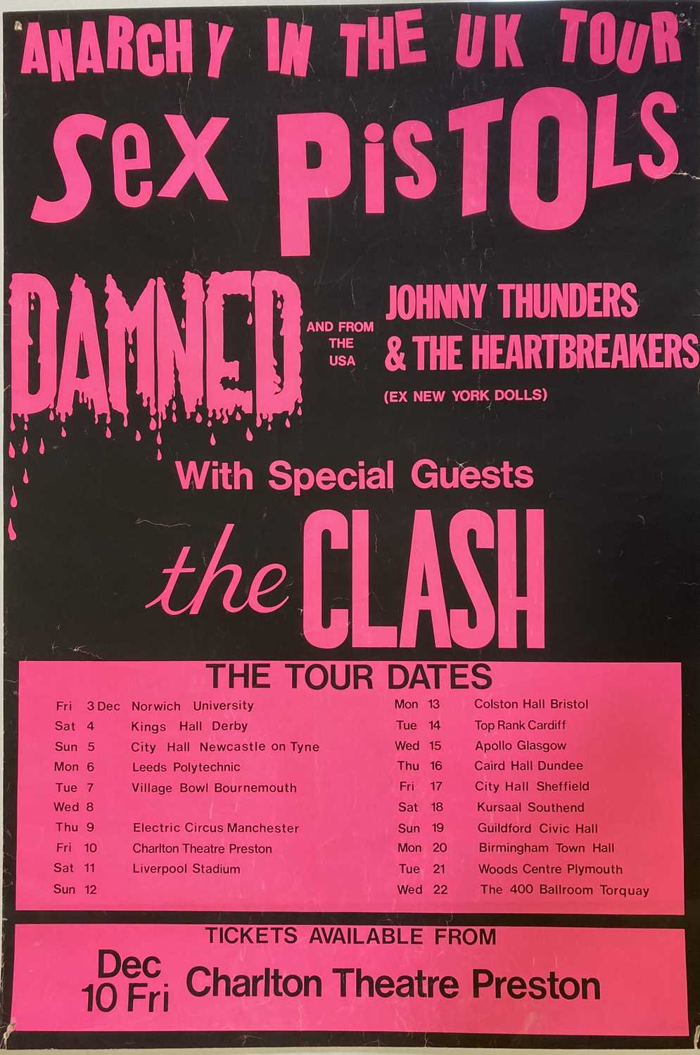 SEX PISTOLS ANARCHY IN THE UK TOUR POSTER - PRESTON. - Image 2 of 9