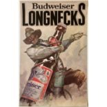 BUDWEISER - LONGHORNS ADVERTISING POSTER.