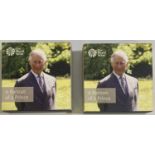 ROYAL MINT HRH PRINCE CHARLES 70TH ANNIVERSARY £5 COIN - TWO EXAMPLES.