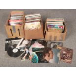 Three boxes of LP records and 12 inch singles, to include The Who, Rod Stewart, John Lennon etc.