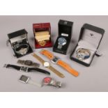 A collection of gents quartz wristwatches, some boxed, to include Accurist chronograph, Orlando,