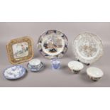 A selection of Oriental style ceramics to comprise of, a blue and white teacup, saucer and plate