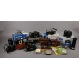 A box comprising of a selection of film and digital cameras and accessories to include, Canon EOS