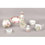 A group of ceramic's, NAO, Royal Albert, Mason's examples, figurine, pin dishes, ginger jar etc