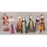 A set of seven composite Regency Fine Art figures, Henry VIII and his six wives. Catherine Parr