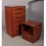 A G Plan teak chest of six drawers, along with a small matching side cabinet.