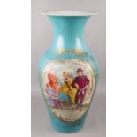 A large 19th century French Sevres style vase, with hand painted panels depicting figures and