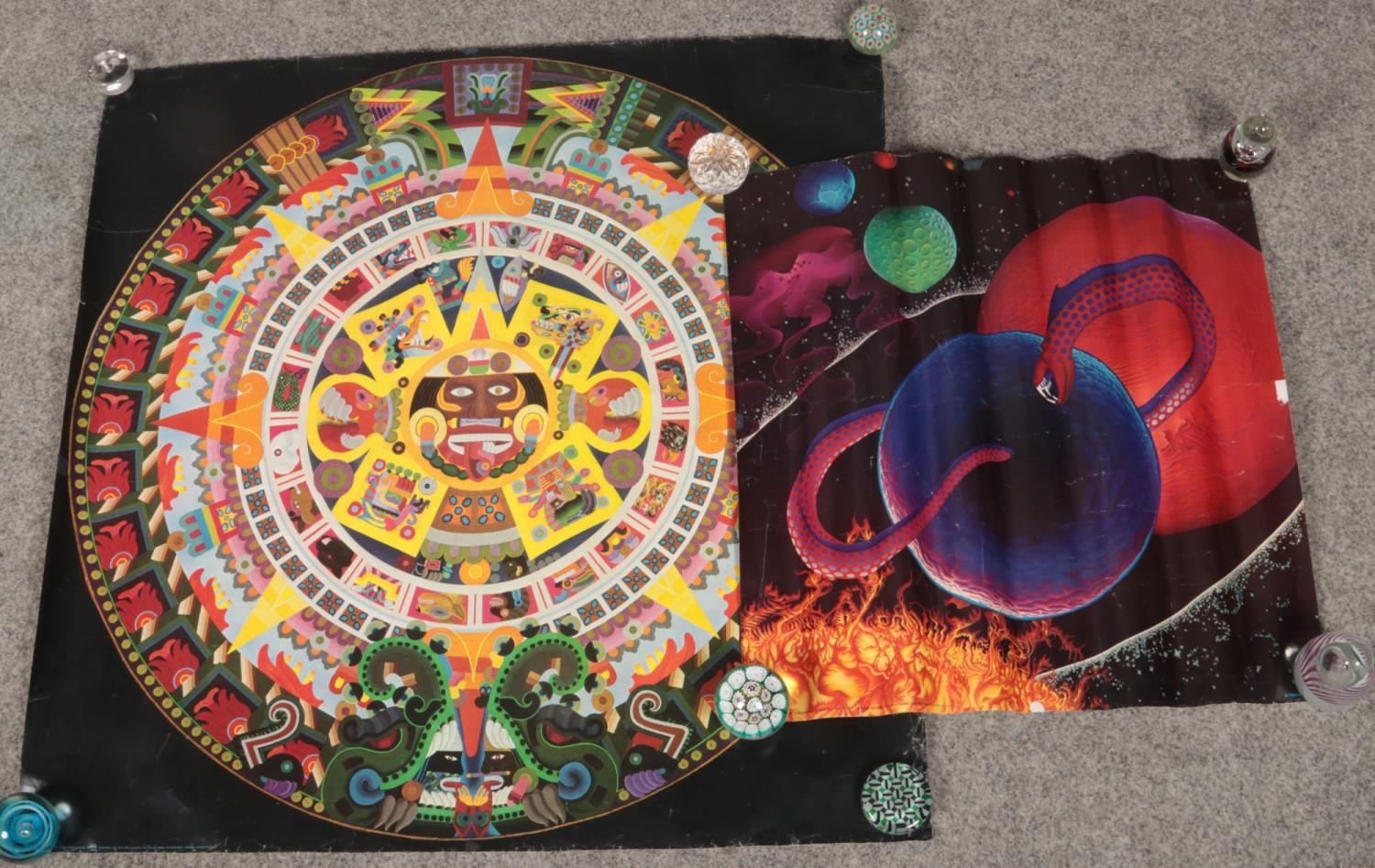 Two 1970s posters, one Aztec Calendar by Stan Padilla, both published by Pomegranate.