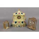 A selection of three clocks, comprising of two brass carriage clocks (President & Canterbury) both