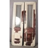 A pair of large painted mahogany doors with panelled glass, possibly from a chateau. (241cm x 60cm)