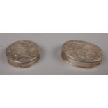 Two silver pill boxes, both stamped 925.