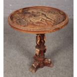 An ornate Oriental composite occasional table. Missing glass top.