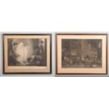 Two framed 18th century engravings. The Witch of Endor after Benjamin West (1738-1820) engraved by