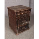 A chest of three drawers with art nouveau style swing handles. (Height 70cm x 52cm Width and 42cm