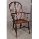 An ash & elm Windsor spindle back armchair.