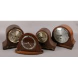 Four wooden cased mantel clocks, to include Garrard, Perivale etc.
