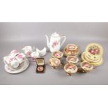 A selection of ceramic partial tea and coffee sets to comprise of, an Aynsley 'Golden Orchard' set