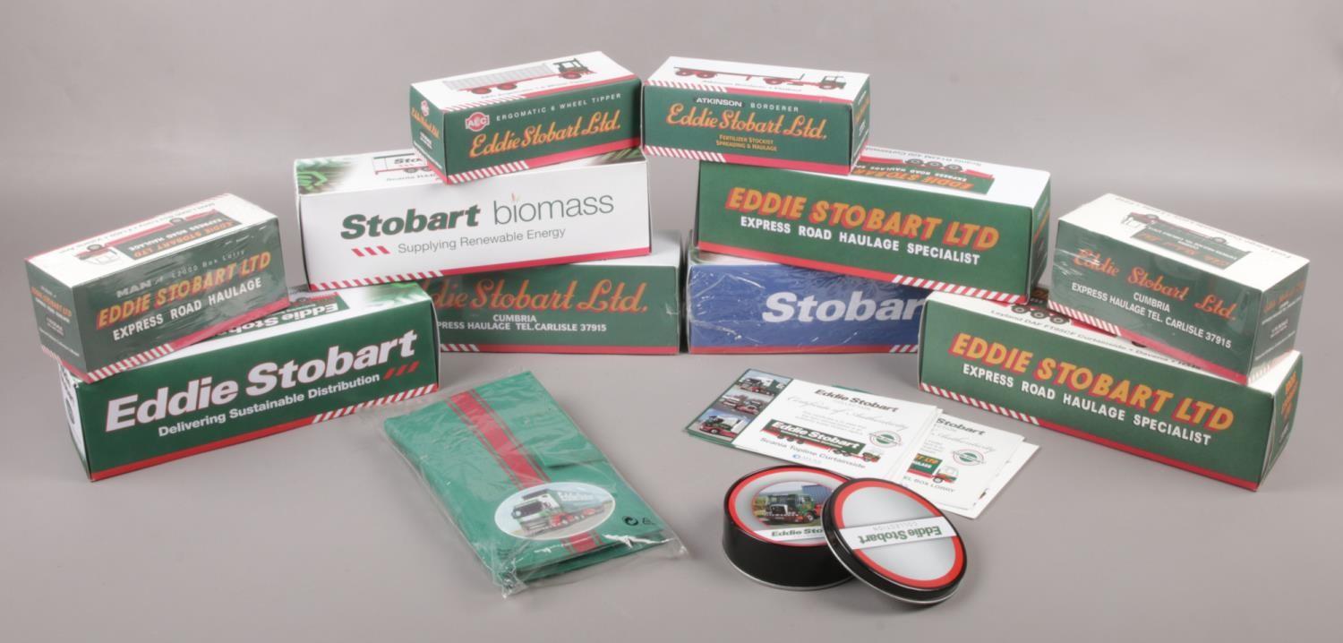 A collection of boxed Atlas Editions Eddie Stobart diecast vehicles, mostly with certificates, along