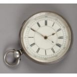 A silver cased centre second chronograph pocket watch, assayed Birmingham 1896.