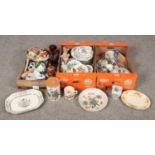 Three boxes of miscellaneous ceramics - comprising of a Royal Doulton Lambeth teapot, Portmeirion