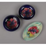 Two Moorcroft pottery 'Anemone' small bowls (12cm diameter) to include moorcroft pottery '