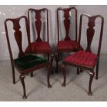 A set of 4 mahogany queen Anne style dining chairs.